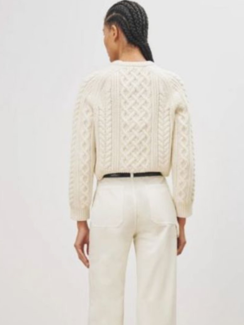 Nili Lotan Coras Cream Cable Knit Crewneck Sweater - Picture 2 of 10